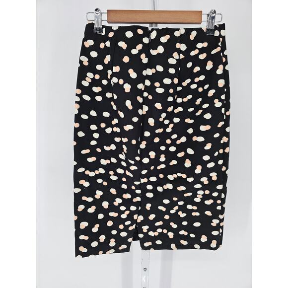 Philosophy Republic womens Sz 2 Knee Length Pencil Skirt Black Beige White Dots - Picture 4 of 4